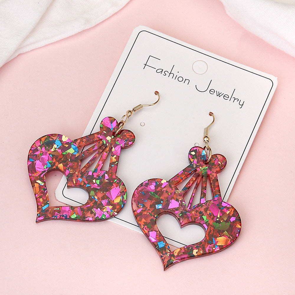 Wholesale Love Series Earrings Sweet Romantic Colorful Shiny Love Creative Earrings Valentine's Day Gift